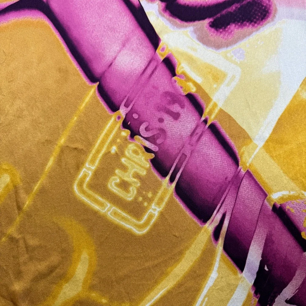 Vintage Christian Dior Chris 1947 Silk Square Scarf Purple Pink Yellow Y2K 33in